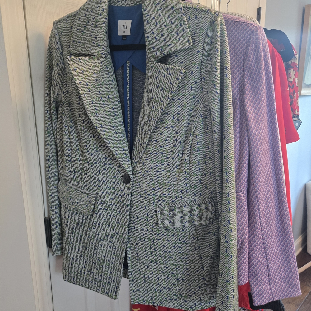 CAbi Green and Blue Patterned Blazer